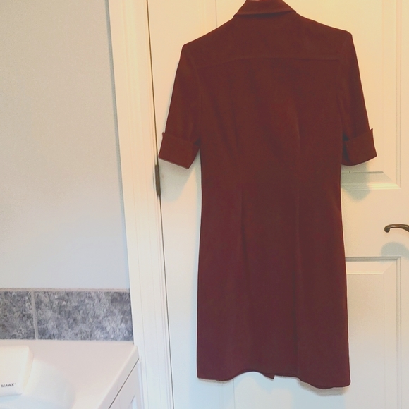 Suede look burgundy coat dress - Picture 5 of 5